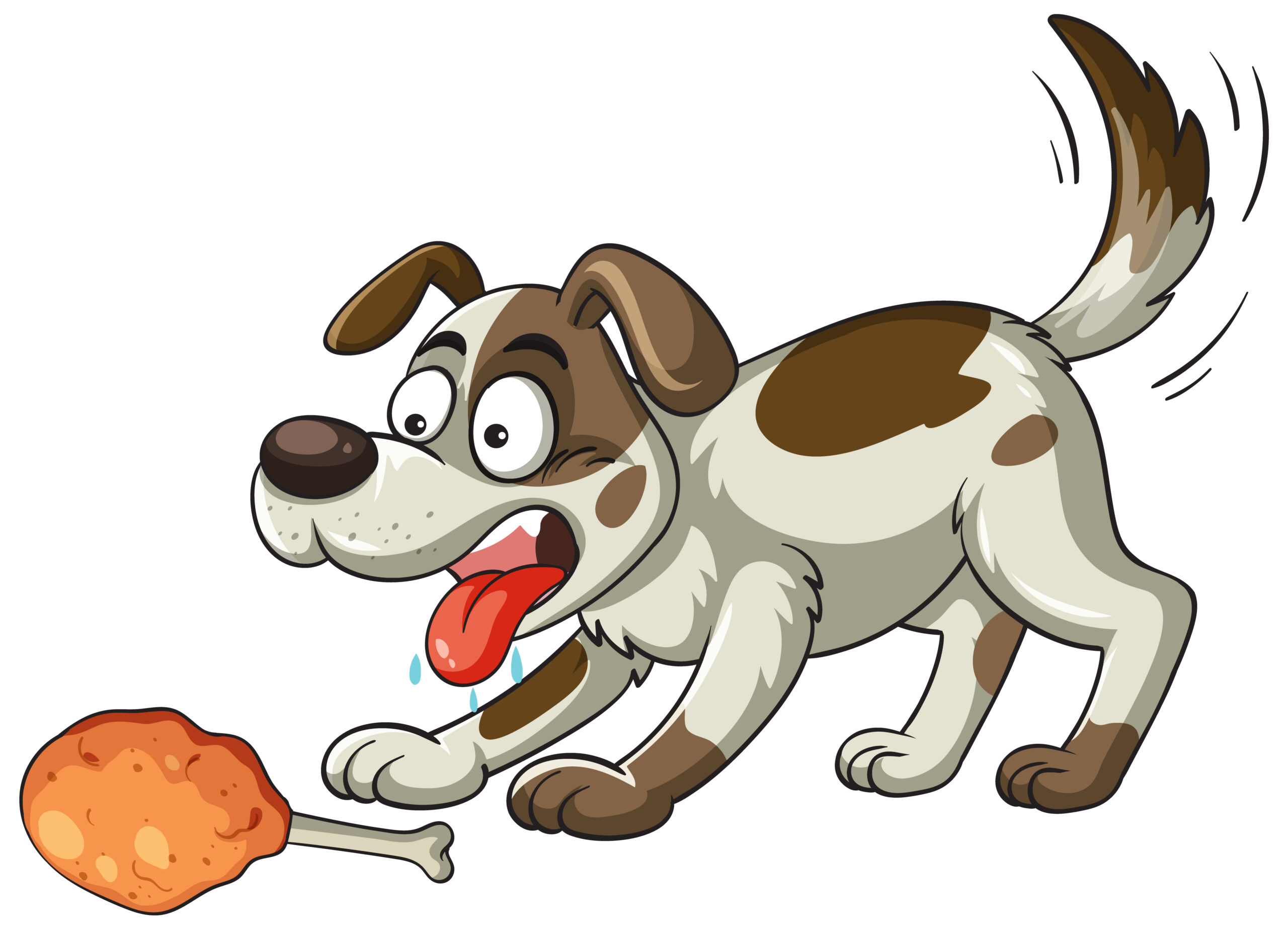 Excited dog reaching for food illustration