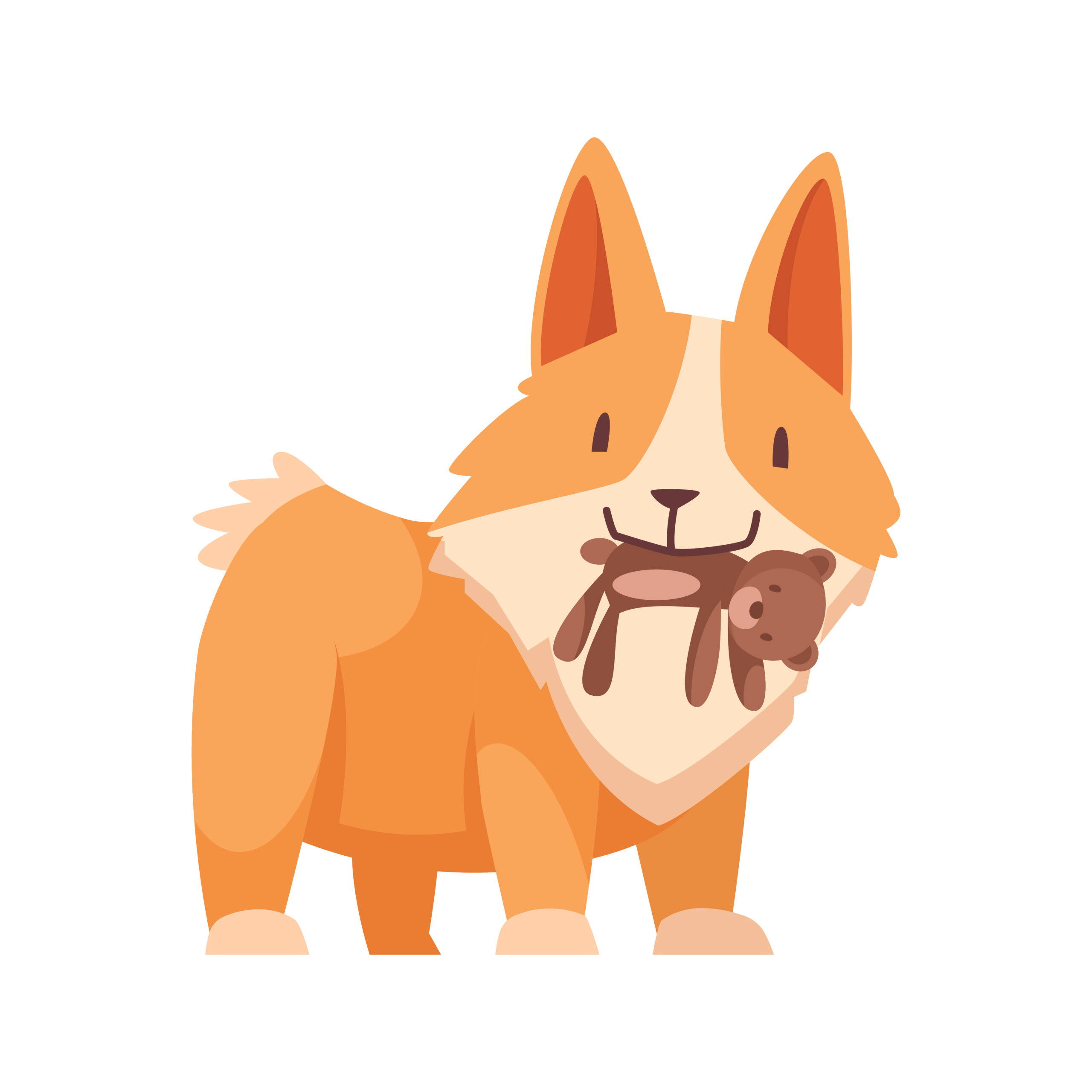 Puppy holding a toy in its teeth illustration
