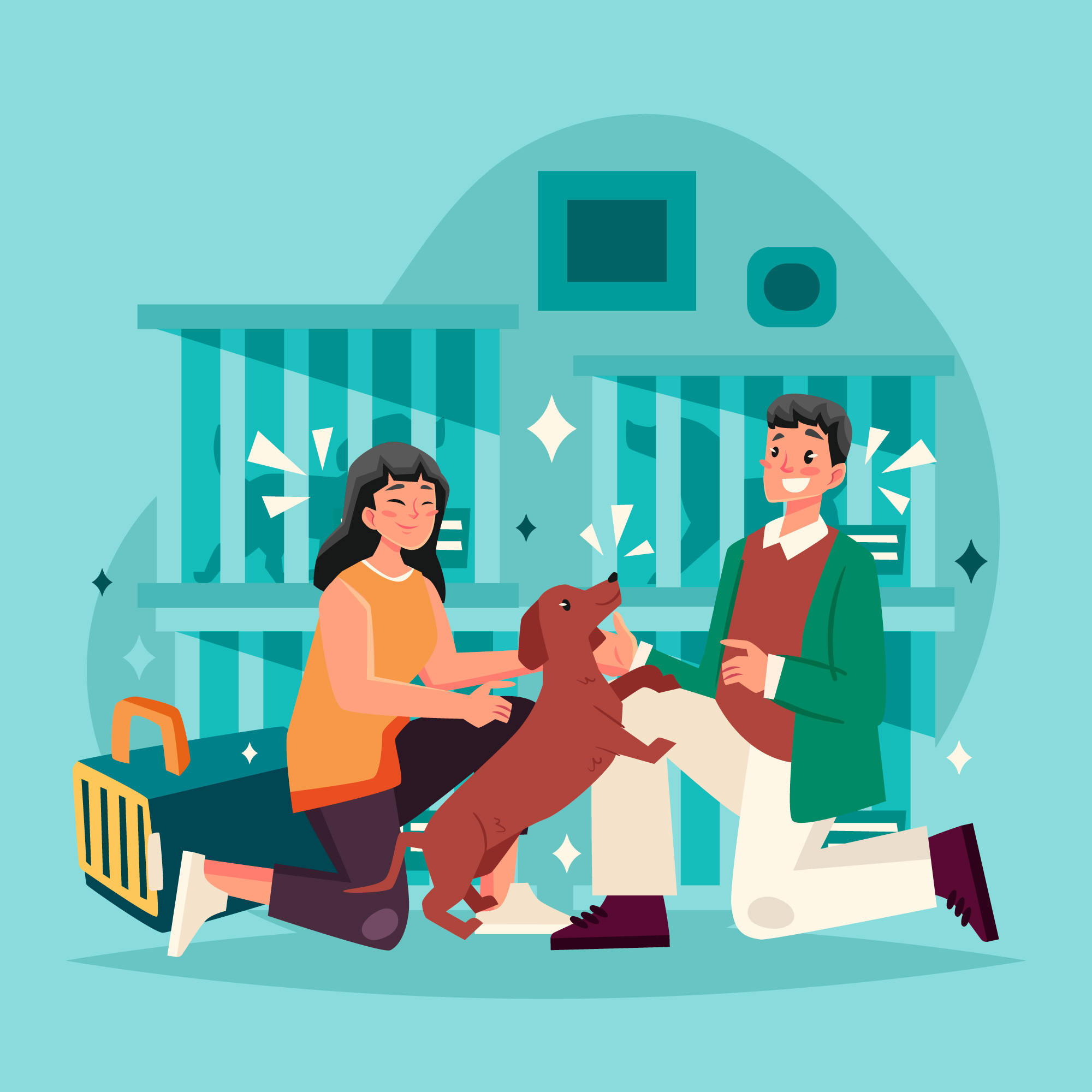 Animal rescue and adoption illustration